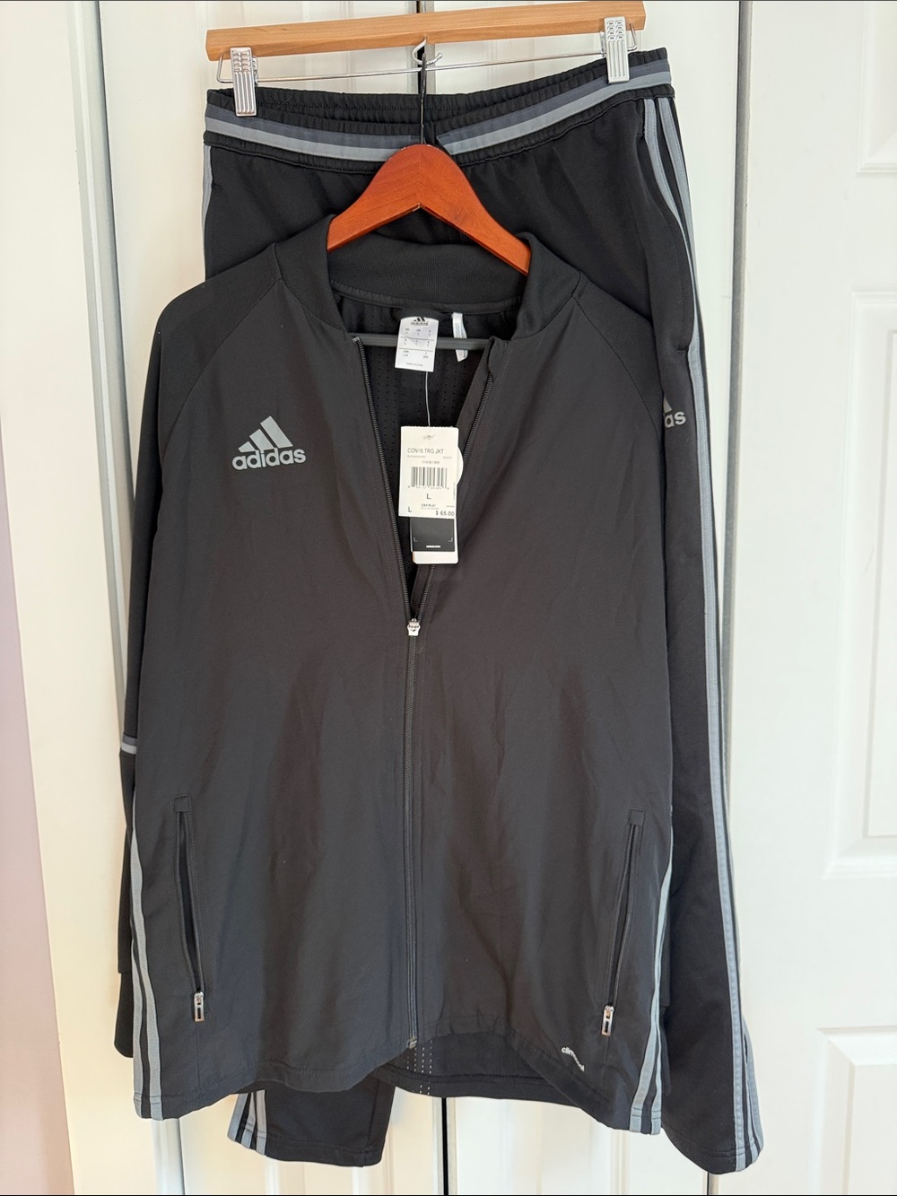 adidas Black Lightweight Track Jacket with Reflective Logos